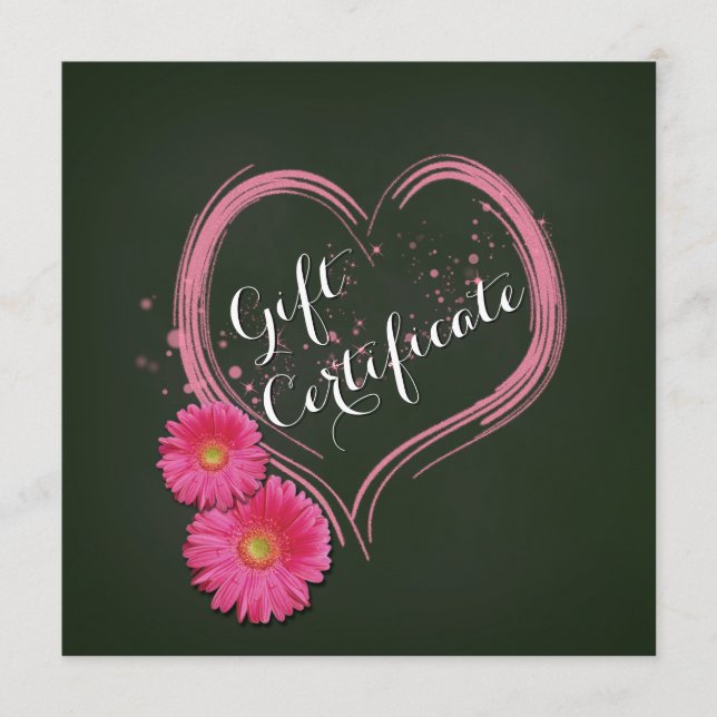 Valentinstag-Geschenkgutschein für Blume des rosa  (Vorderseite)