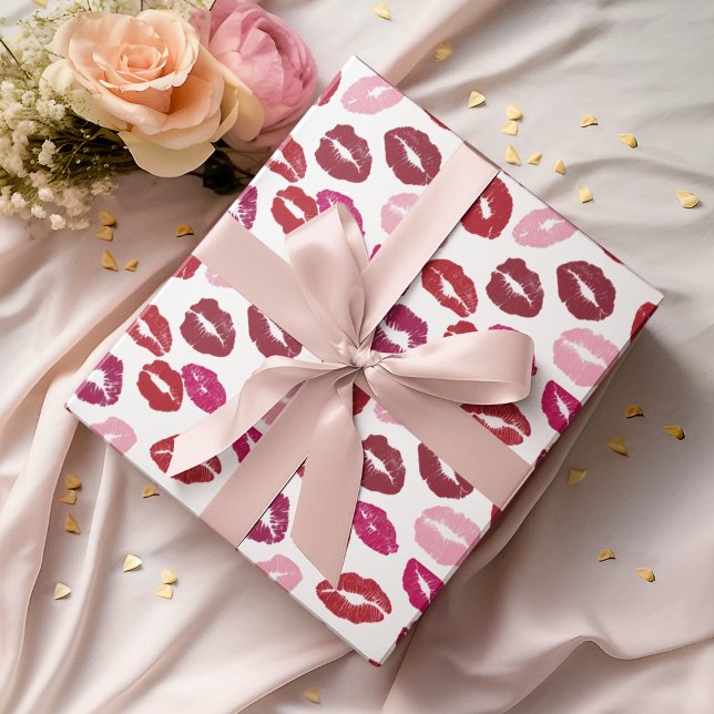 Valentinstag-Geschenkpapier | Küsse-Muster Geschenkpapier (Von Creator hochgeladen)