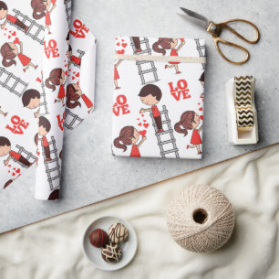 Valentinstag-Geschenkpapier-Liebesleiter-Herzen Geschenkpapier