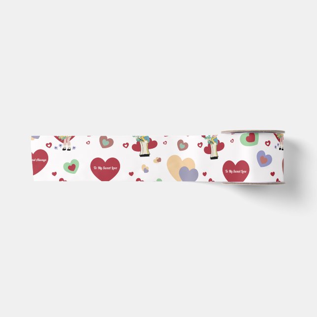 Valentinstag-Geschenkpapier Satinband (Vorderseite)