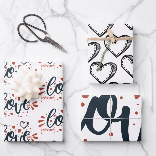 Valentinstag Geschenkpapier Set (Vorderseite)