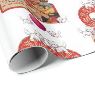 Valentinstag-Geschenkpapier Vintage-Kätzchen Geschenkpapier