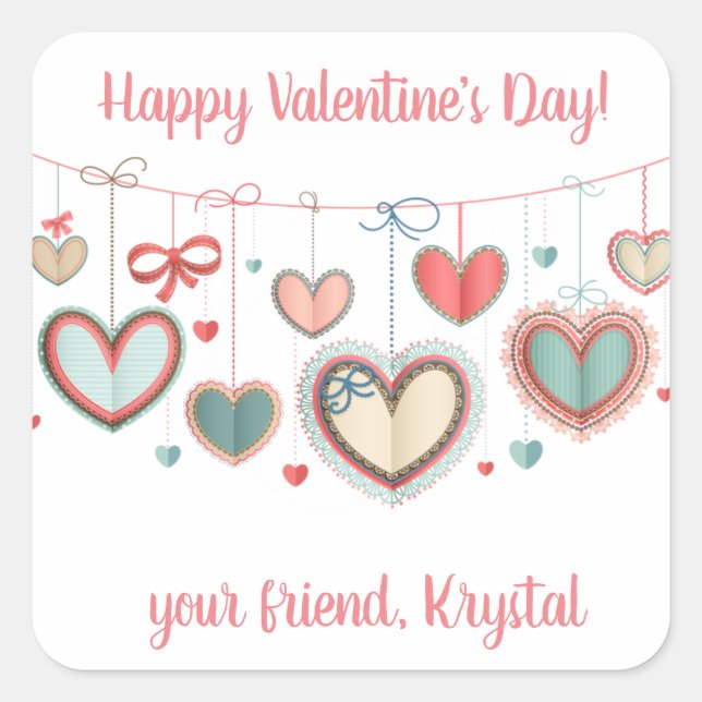 Valentinstag-Geschenktag Quadratischer Aufkleber (Vorderseite)