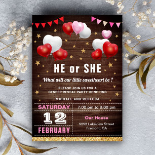 Valentinstag-Geschlechter-Enthüllungsfeier Einladung
