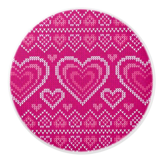 Valentinstag gestricktes Muster 2 Keramikknauf (Vorderseite)