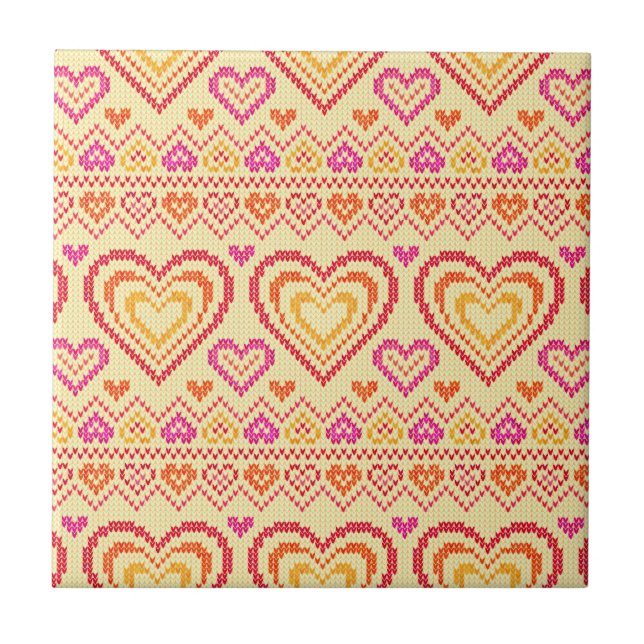 Valentinstag gestricktes Muster Fliese (Vorderseite)