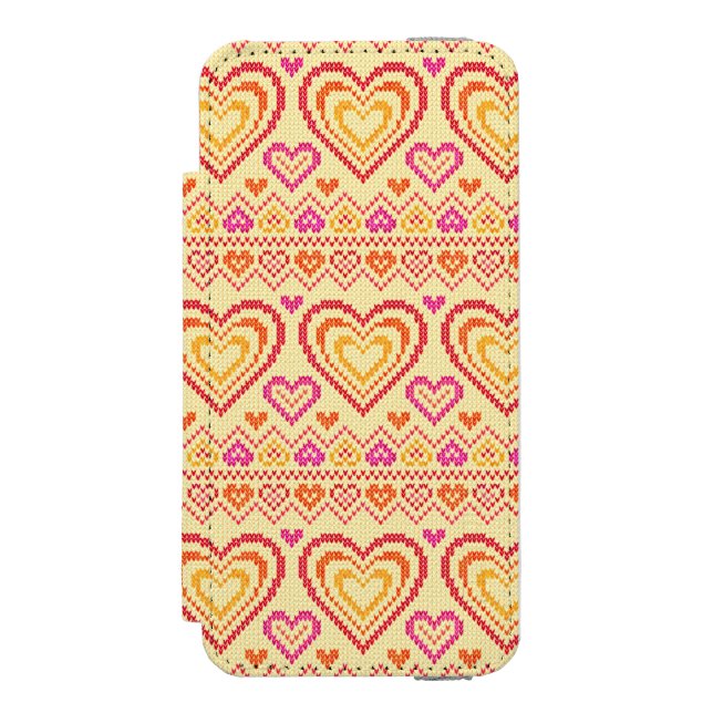 Valentinstag gestricktes Muster Incipio iPhone Geldbeutel-Hülle (Folio Vorderseite)