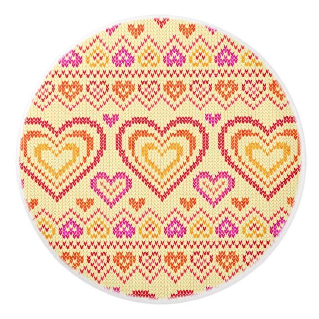 Valentinstag gestricktes Muster Keramikknauf (Vorderseite)