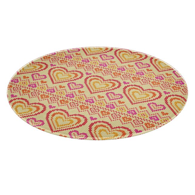 Valentinstag gestricktes Muster Schneidebrett (Ecke)