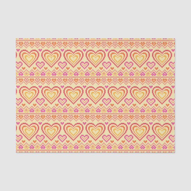 Valentinstag gestricktes Muster Seidenpapier (Vorderseite)