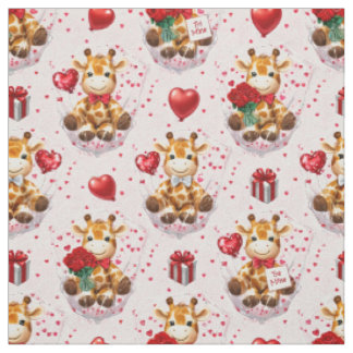 Valentinstag-Giraffen-Musterstoff Stoff
