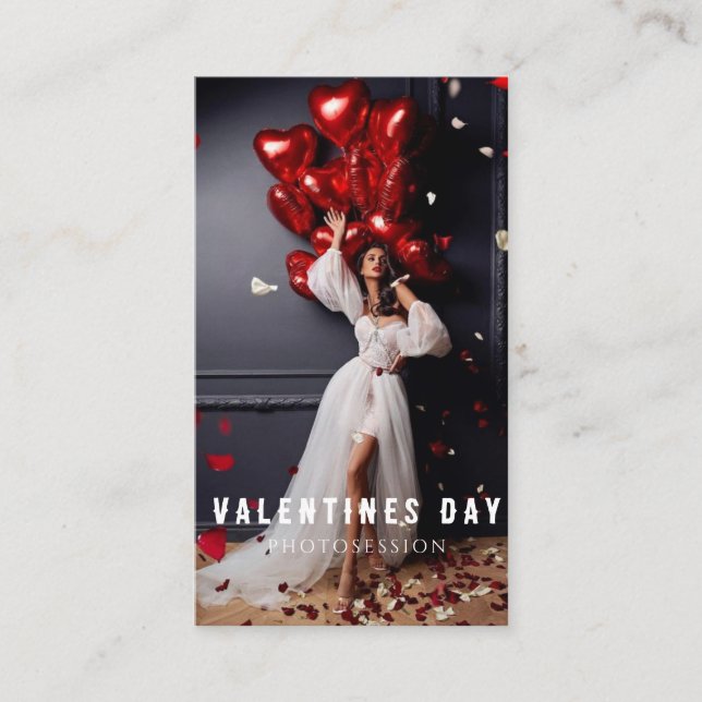 Valentinstag Girl Fotosession Visitenkarte (Vorderseite)