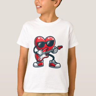 Valentinstag Gitarre spielen Herzkinderjunge T-Shirt