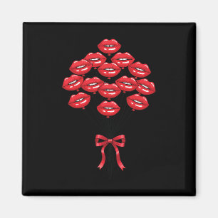 Valentinstag Glänzende Rote Lippen Kuss Lloons Blu Magnet