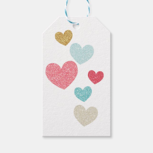Valentinstag Glitzer Herz-Geschenk Tag Geschenkanhänger (Vorderseite)