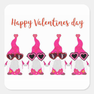 Valentinstag-Gnome Quadratischer Aufkleber
