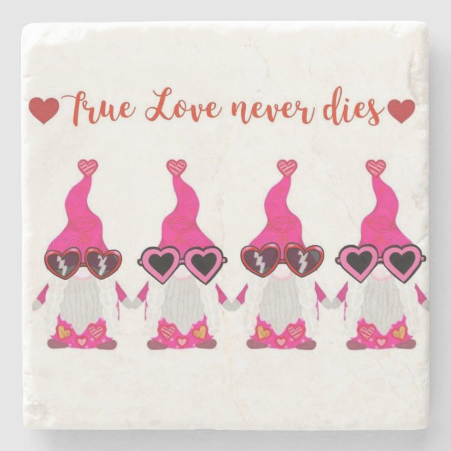 Valentinstag-Gnome Steinuntersetzer (Vorderseite)