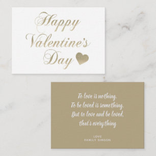 Valentinstag Gold Glitter Herz Mitteilungskarte