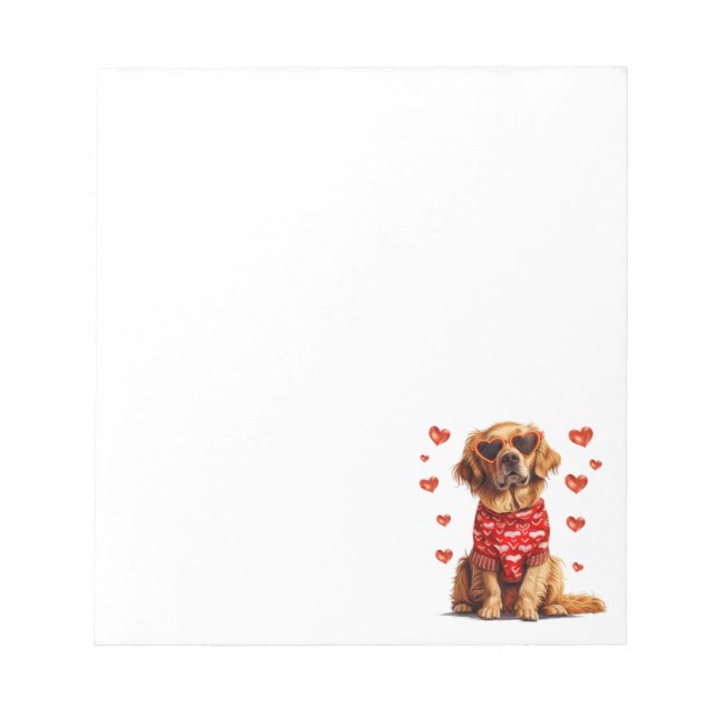 Valentinstag Golden Retriever Dog Notizblock (Vorderseite)
