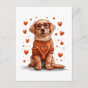 Valentinstag Golden Retriever Hund Postkarte