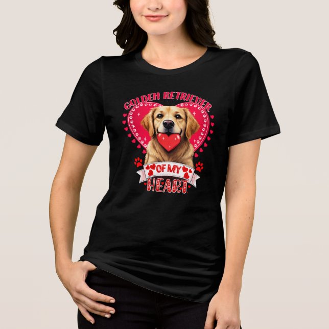 Valentinstag Golden Retriever Hundeliebhaber Mutte Tri-Blend Shirt (Vorderseite)