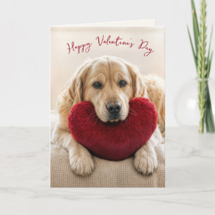Valentinstag Golden Retriever mit Herz-Kissen Karte