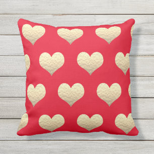 Valentinstag Goldenes Herz Muster Goldenes Rotes N Kissen