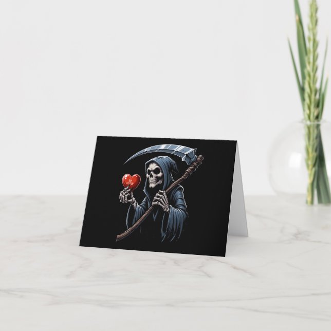 Valentinstag Grimischer Sensenmann Feiertagskarte (Vorderseite)
