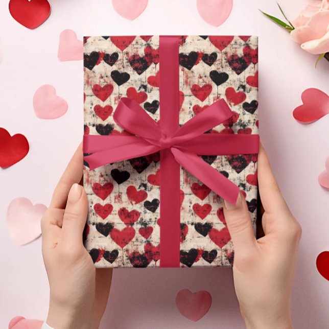Valentinstag Grunge Hört Vintag Geschenkpapier (Von Creator hochgeladen)