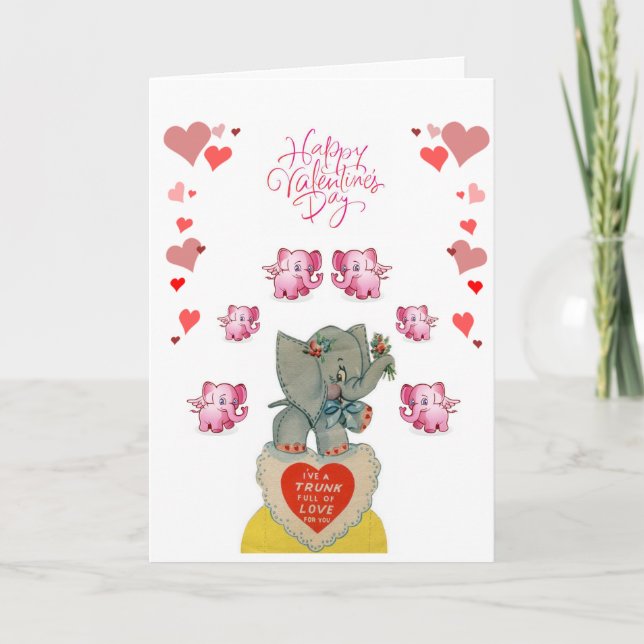 Valentinstag Grußkarte Elefant Feiertagskarte (Vorderseite)
