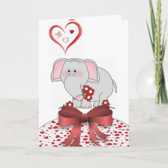 Valentinstag Grußkarte Elefant Feiertagskarte (Vorderseite)