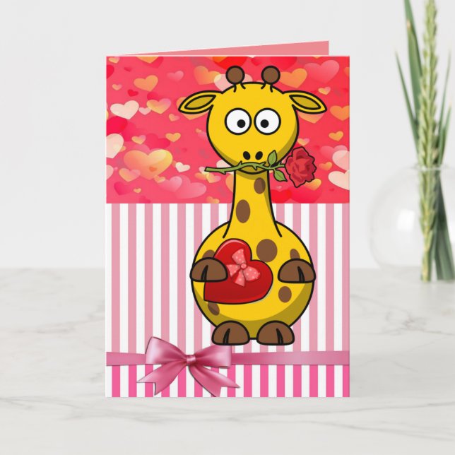 Valentinstag Grußkarte Giraffe Feiertagskarte (Vorderseite)
