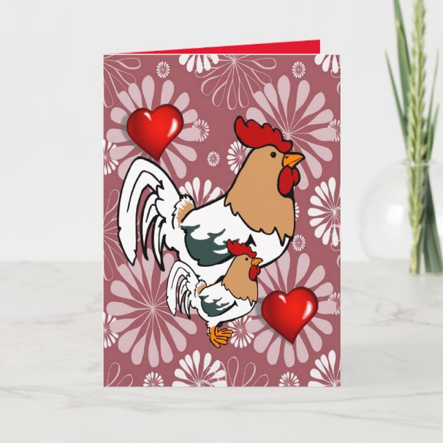 Valentinstag Grußkarte Hühnchen Feiertagskarte (Vorderseite)