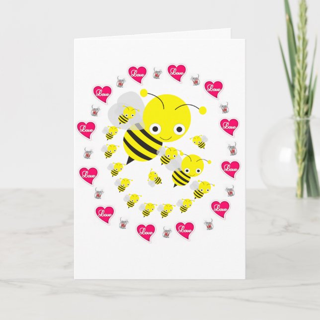 Valentinstag Grußkarte Hummelmäuse Feiertagskarte (Vorderseite)