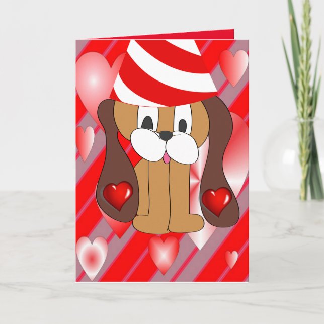 Valentinstag Grußkarte Hund Feiertagskarte (Vorderseite)