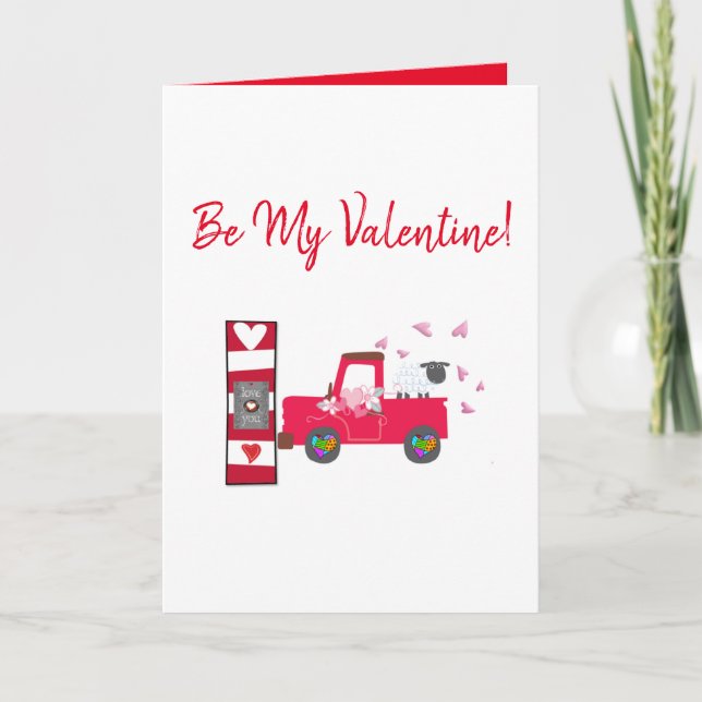 Valentinstag Grußkarte ist Valentinschaf Feiertagskarte (Vorderseite)