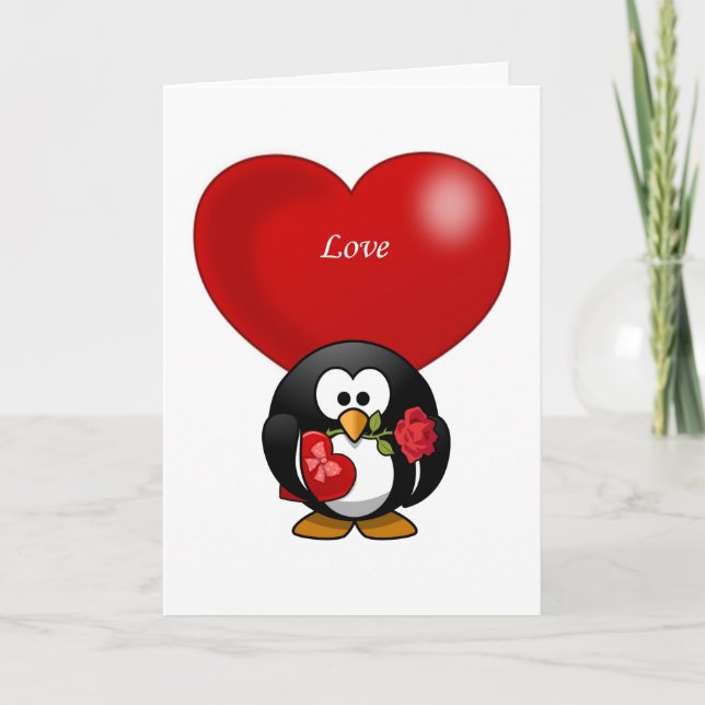 Valentinstag Grußkarte Pinguin Feiertagskarte (Vorderseite)