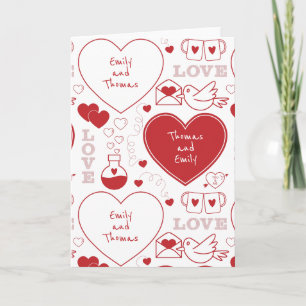 Valentinstag-Grußkarte - Rot auf Weiß Karte
