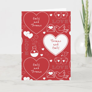 Valentinstag-Grußkarte - Weiß auf Rot Karte