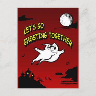 Valentinstag Halloween Ghosting zusammen Feiertagspostkarte