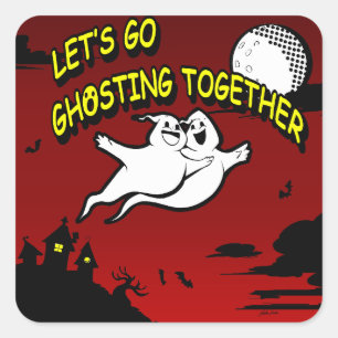 Valentinstag Halloween Ghosting zusammen Quadratischer Aufkleber