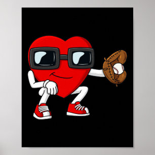 Valentinstag Heart Baseball Catcher Fun Boys Gir Poster