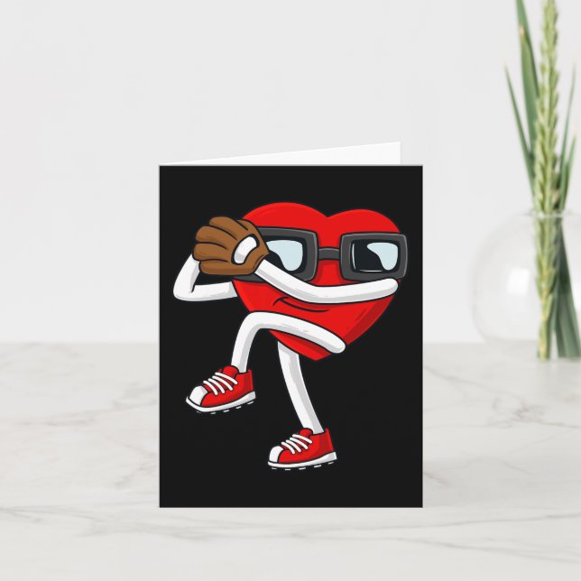 Valentinstag Heart Baseball Pitcher Fun Boys Gir Karte (Vorderseite)