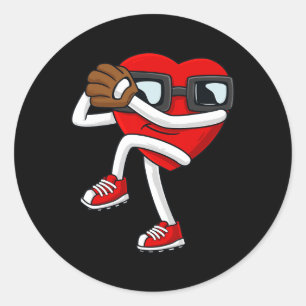 Valentinstag Heart Baseball Pitcher Fun Boys Gir Runder Aufkleber