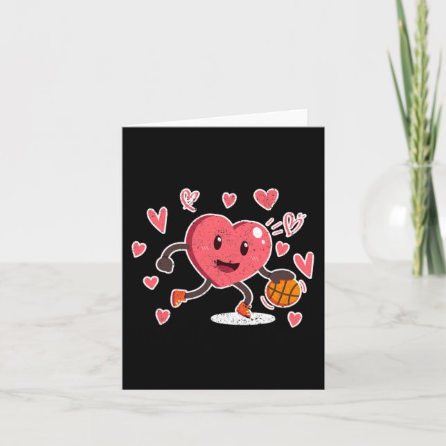 Valentinstag Heart Dunking Basketball Spielercoa Karte (Vorderseite)