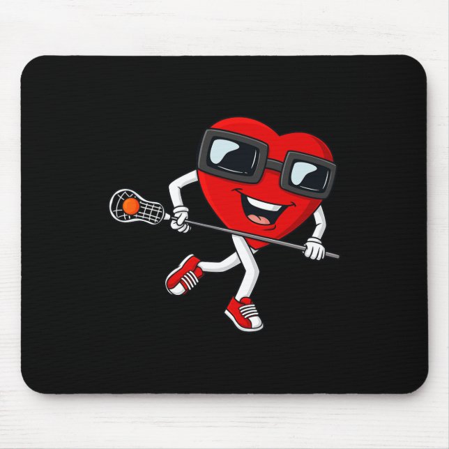 Valentinstag Heart Holding Lacrosse Stick Boys G Mousepad (Vorne)
