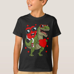 Valentinstag Heart Riding Dinosaur T Rex Fun Boy T-Shirt