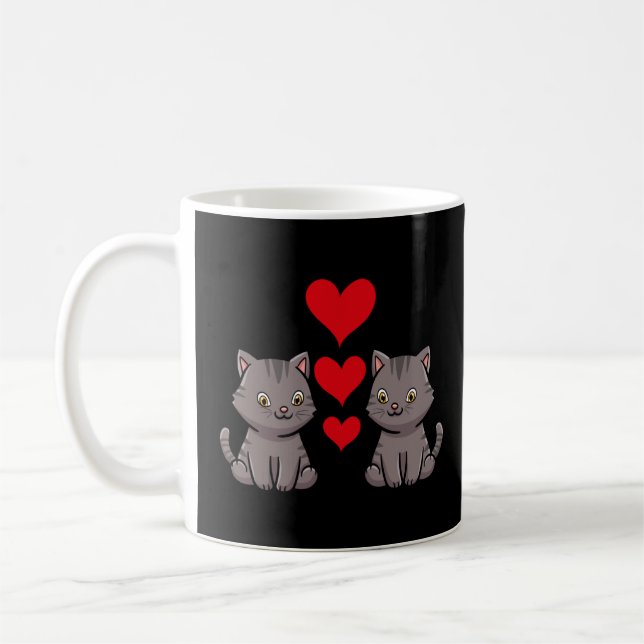 Valentinstag Hearts Day Relationation Couple Cat Kaffeetasse (Links)