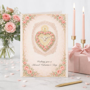 Valentinstag Heiliger Geist Taube Rosen Feiertagskarte