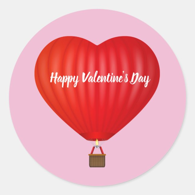Valentinstag Heißluftballon Runder Aufkleber (Vorderseite)